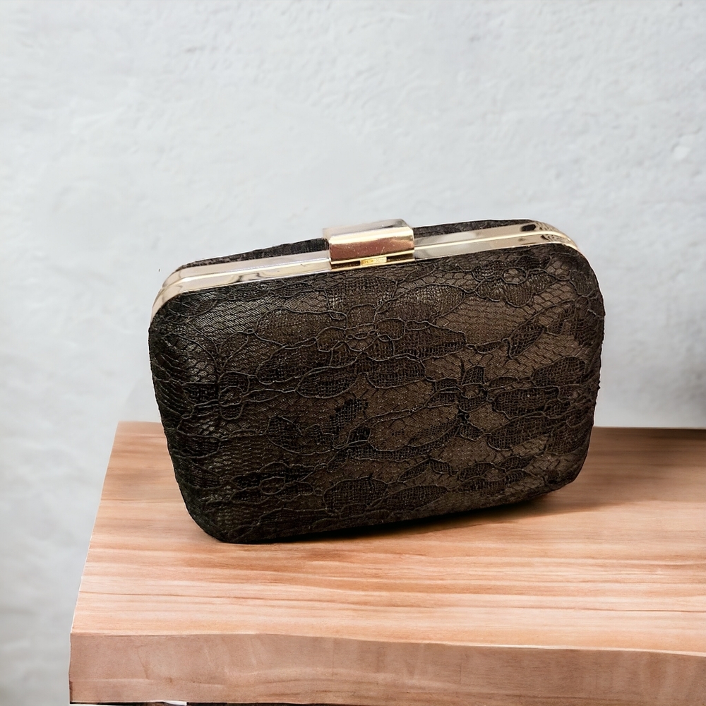 Bijoux Terner black lace clutch with chain - Picture 7 of 9
